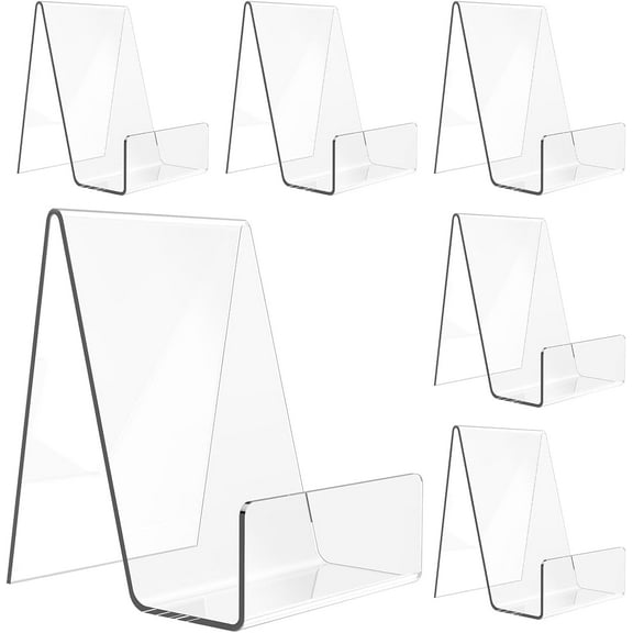 iDecoMart Acrylic Book Stand, Multi-Functional Clear  Display Riser Easel-Style Display, Set of 6