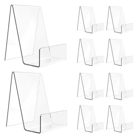 iDecoMart Acrylic Bookshelf, Multi-functional Transparent Easel-style Display Stand, Set of 10