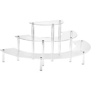 iDecoMart Acrylic Display Risers, 3 Tiers Clear Half Moon Display Stand for Cupcake Perfume Dolls