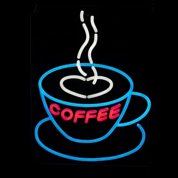 iDecoMart Coffee Neon Signs, Dynamic Effect LED Neon Lights Remote to Control, Decor for Coffee Shop Door & Wall