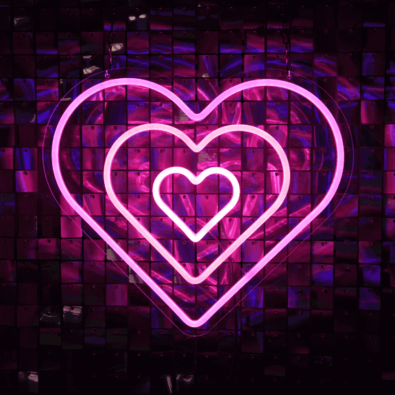 iDecoMart Heart Neon Sign Romantic Colorful Controllable LED Neon Lights For Wedding,Anniversary,Dating,Valentine,Event,Bedroom (Not Include Battery)