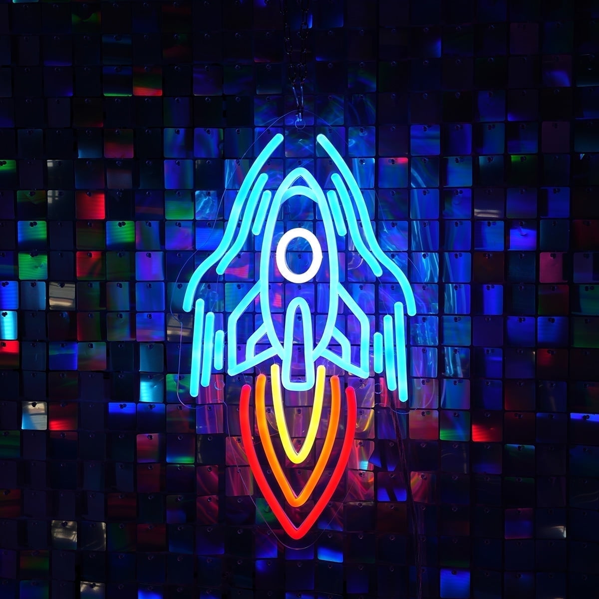 iDecoMart Neon Signs Rockets Shape (1.5 in x 17.2 in) Dynamic LED ...