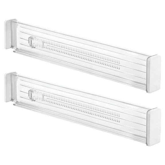 iDesign 2-Pack Plastic Adjustable Cabinet Drawer Dividers, 13.25" L X 2.5" W, Clear