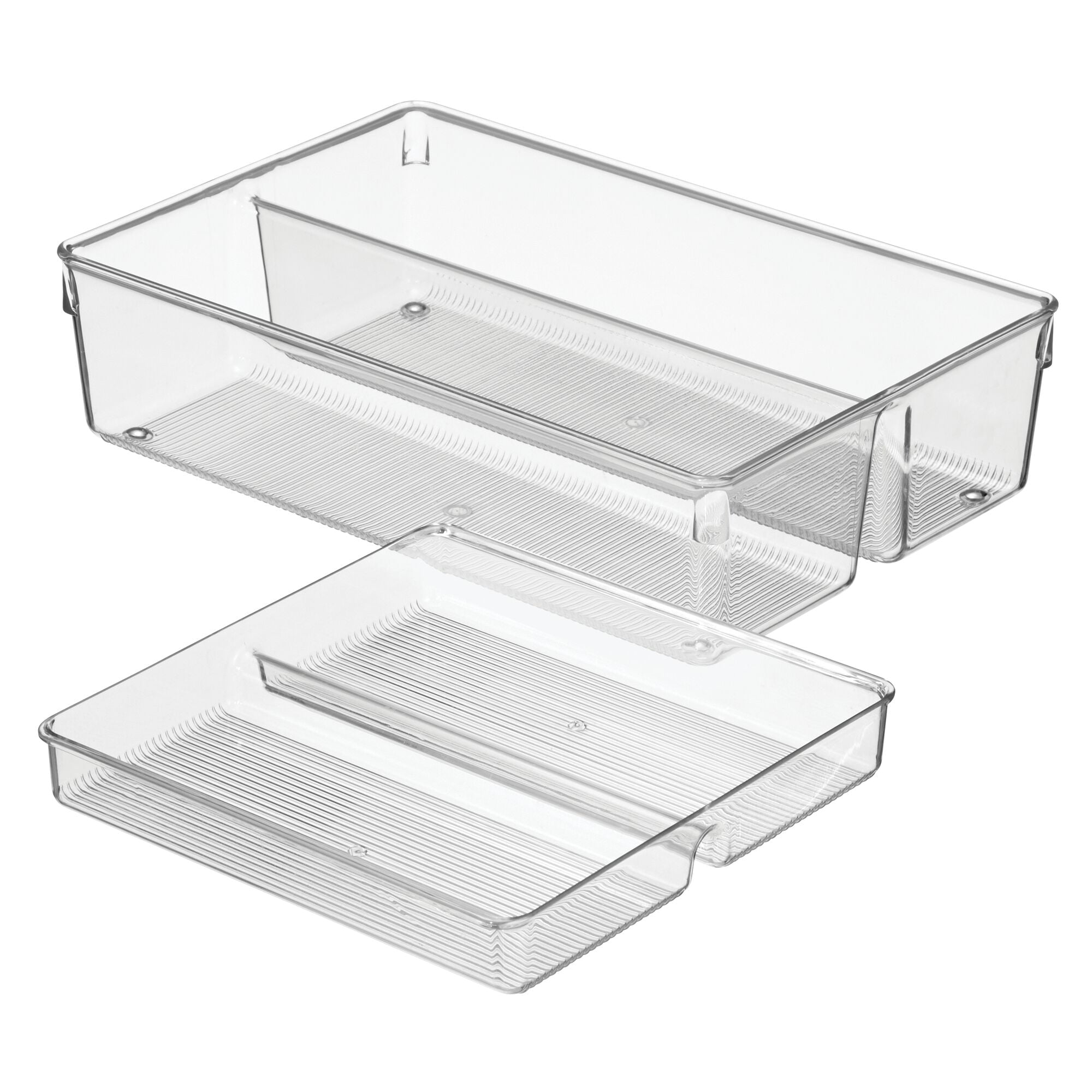 iDesign 2-Piece Kitchen Drawer Organizer for Utensils and Tools, Clear