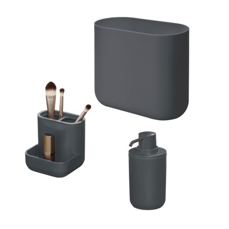 iDesign, 3-Piece Bath Accessories, Charcoal