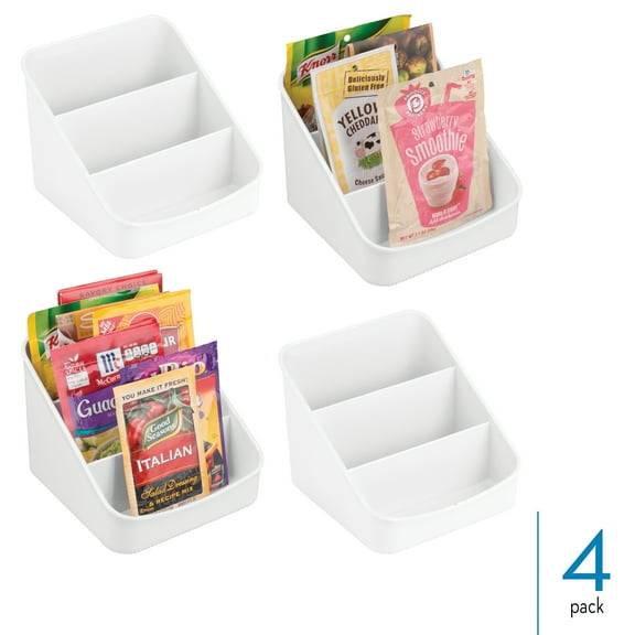 iDesign 3-Section Divided Packet Organizer for Kitchen and Pantry Storage - Organize Food Pouches and Seasoning Packets