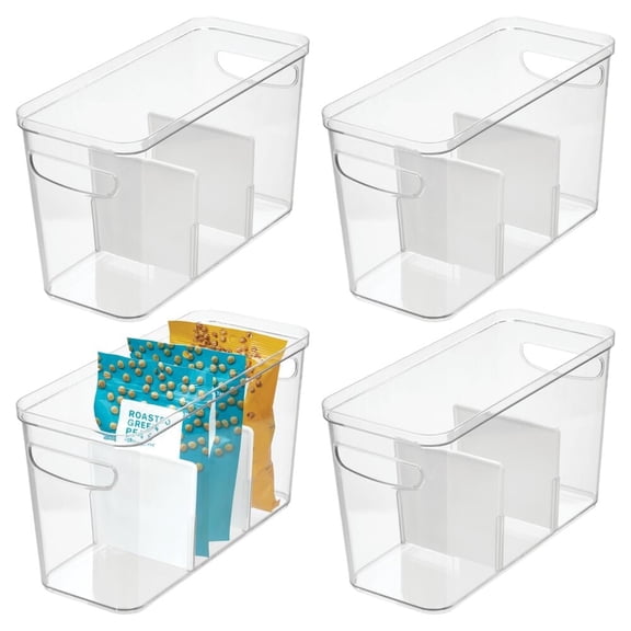 iDesign 3-Section Divided Pantry Organizer Bin for Kitchen Storage - Organize Food Pouches and Seasoning Packets