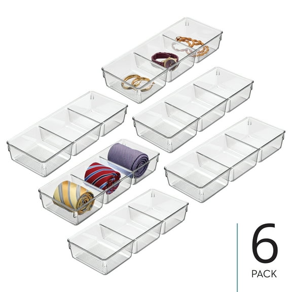 iDesign 3-Section Plastic Drawer Organizer - Storage and Organization for Kitchen, Bathroom, and Desk Drawers