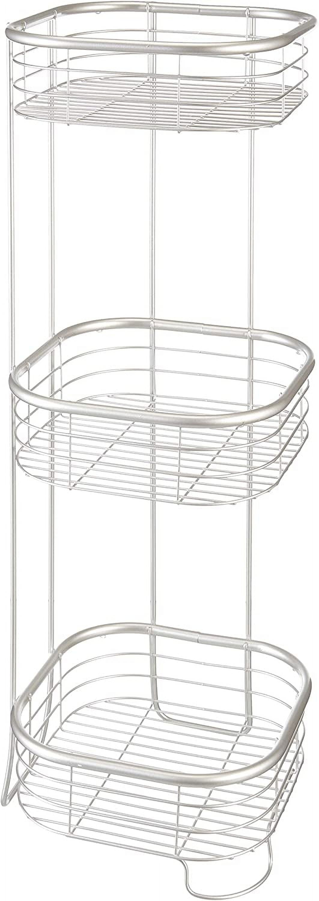iDesign Satin Silver 3-Tier Freestanding Shower Shelf Organizer