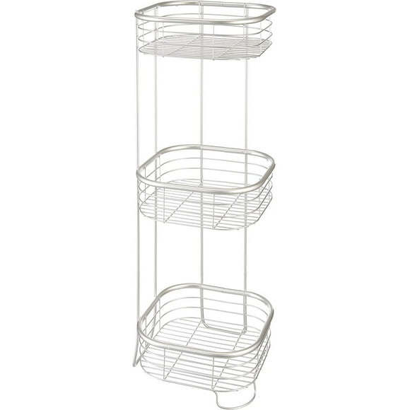 iDesign 3-Tier Free-Standing Steel Shower Caddy, Silver, Forma Collection