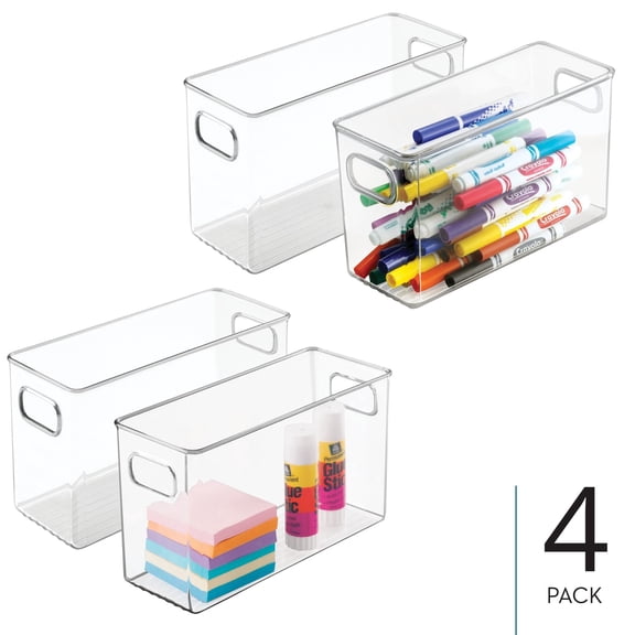 iDesign 4 Pack of Clear BPA-Free Plastic Pantry and Kitchen Storage Organizer Bin - 10” x 4” x 6” - 71630M4-4PK