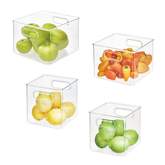 iDesign, 4-Piece Multiuse Clear Plastic, Open Top Freezer Organization Bins