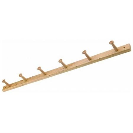 Natural Wood Small Wall Mounted 6-Peg Rack