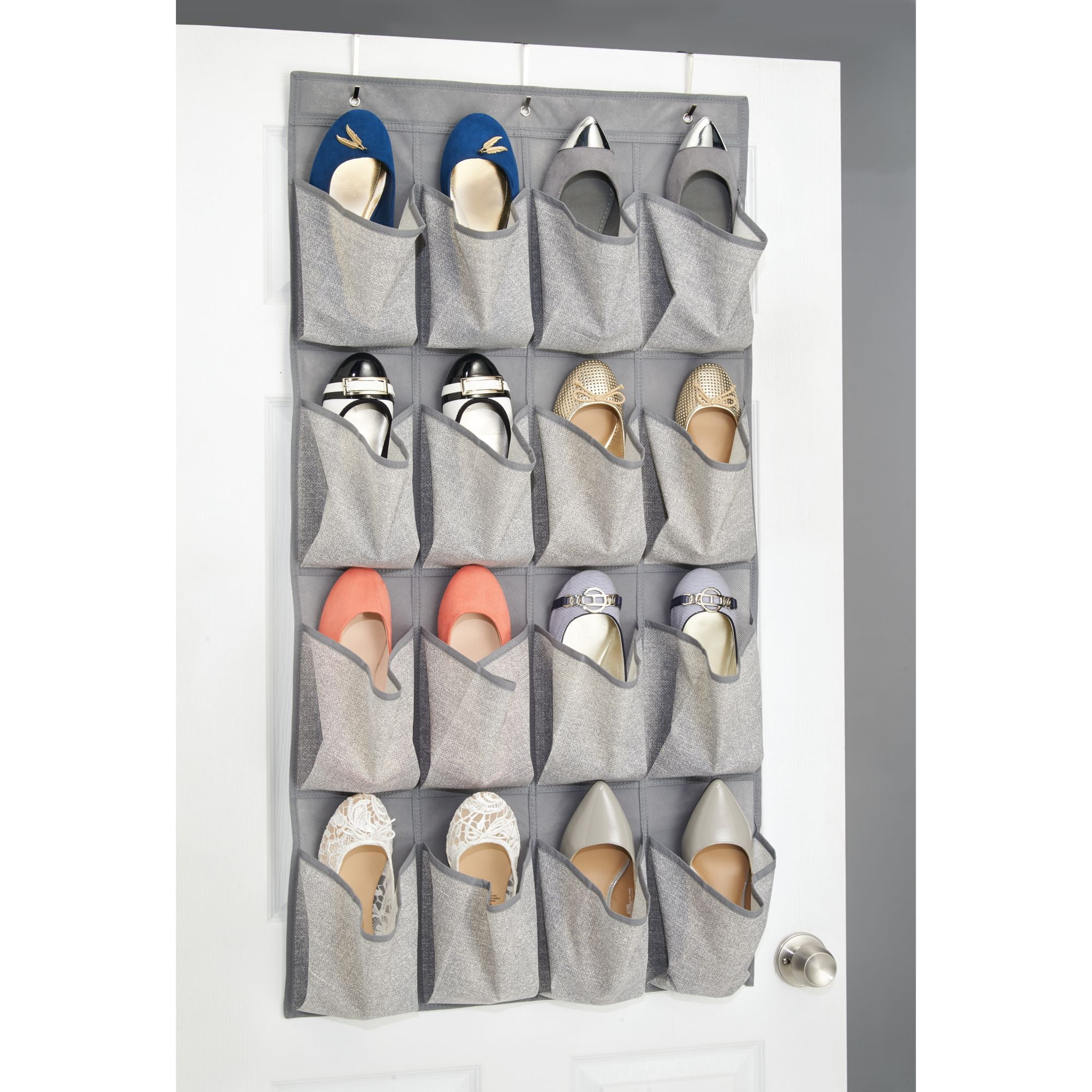 TKM Home 28 Large Pockets Hanging Shoe Organizer Over The Door Shoe Rack  For Closet Door Storage Mesh Shoe Holder Hanger For …