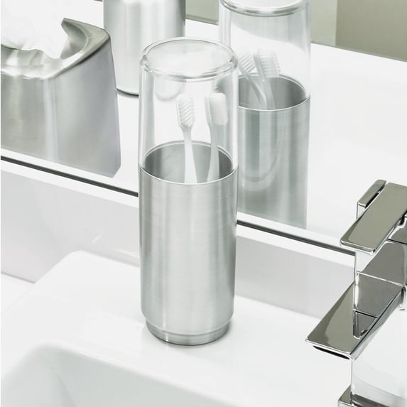 iDesign Austin Covered Toothbrush Holder, Brushed