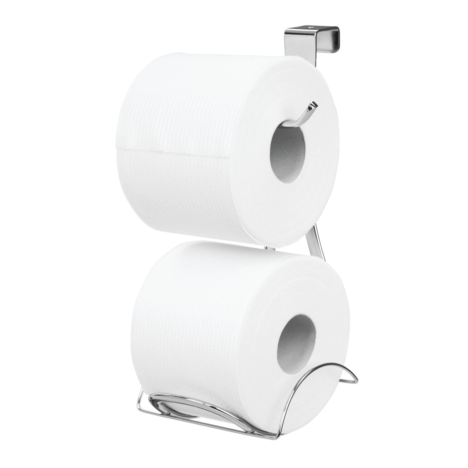 Evelots Over The Tank Metal Hanging Toilet Paper Holder and Spare Reserve,  Holds 4 Rolls for Bathroom Storage, No Tool Install, Chrome