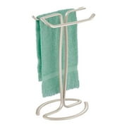 iDesign Axis Metal Hand Towel Holder for Bathroom, Vanities, Countertops, Kitchen, Holds 2 Finger Tip Towels, Satin