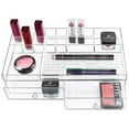 thumbnail image 1 of iDesign BPA-Free Plastic 2-Drawer Vanity Organizer with Divided Tray - 13" x 7" x 4", Clear, 1 of 6