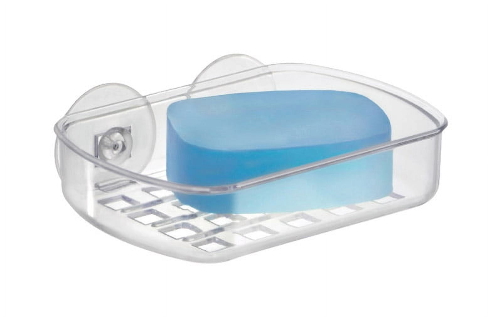 Clear Plastic Suction Cup Soap Dish with Drainage