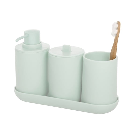 iDesign, Bathroom Counter Plastic 4-Piece Organizer Set, Mint Green