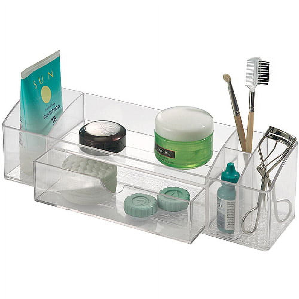 iDesign 43030 Med+ 12 Plastic Divided Vanity Medication and Bathroom  Accessory, 12 x 3 x 3.5, Multi-Level Organizer