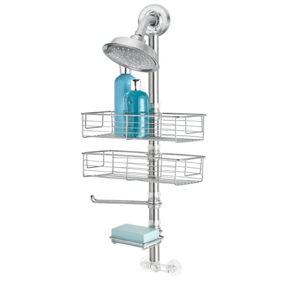 iDesign, Bathroom Shower Caddy Station for Shampoo, Conditioner, Soap, Stainless Steel
