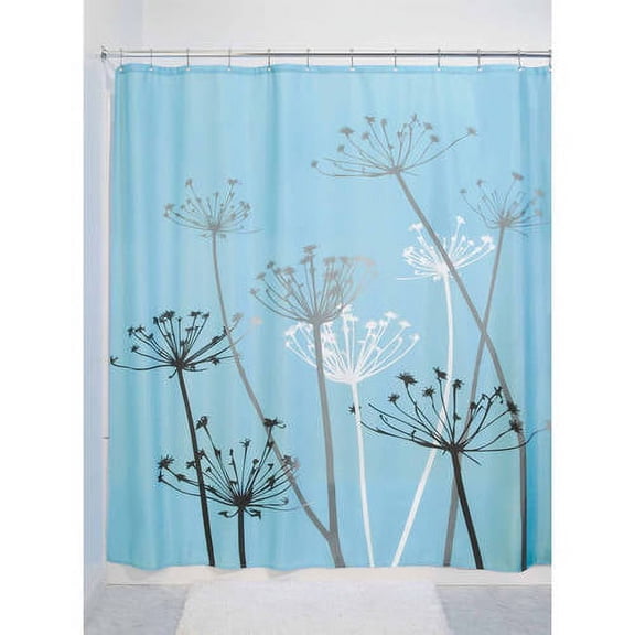 iDesign Blue Floral Polyester Shower Curtain, 72" x 72"