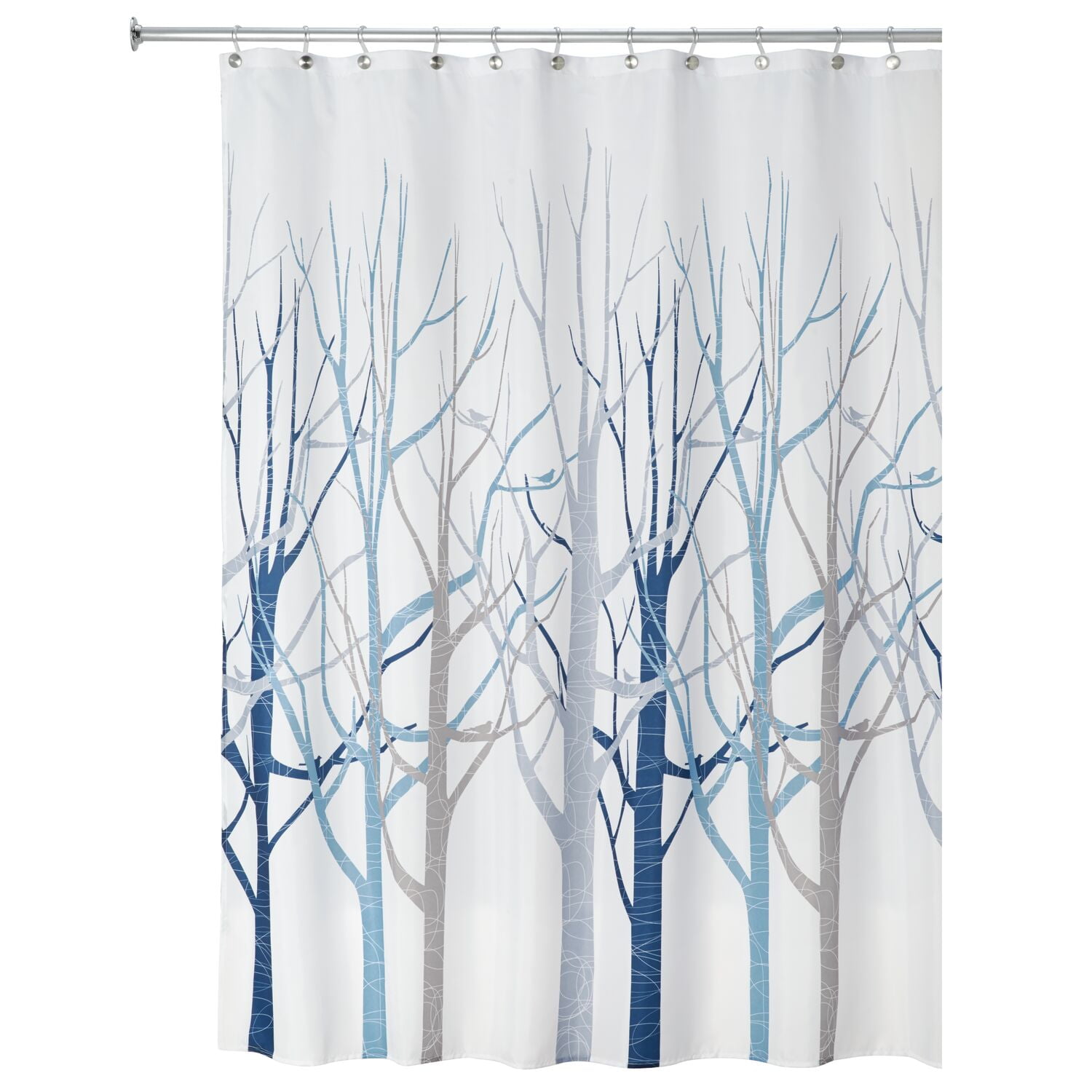 72" x 72" Blue and Gray Forest Fabric Shower Curtain