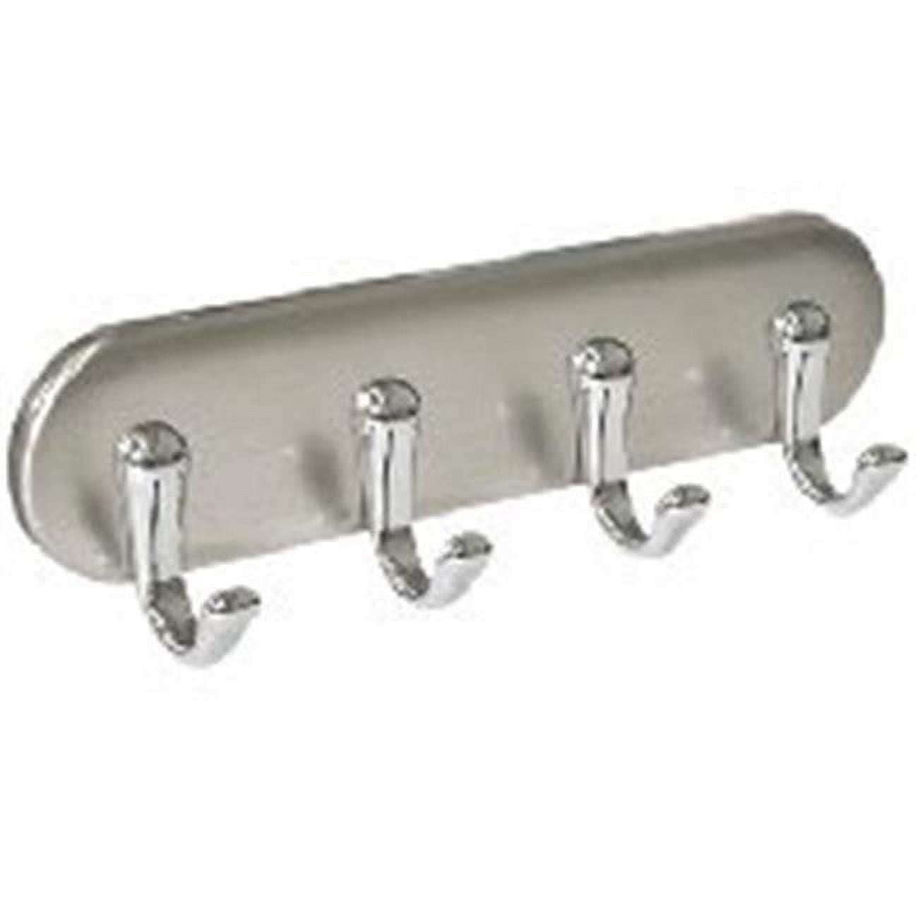 Small Silver 4-Hook Brushed Metal Key Rack