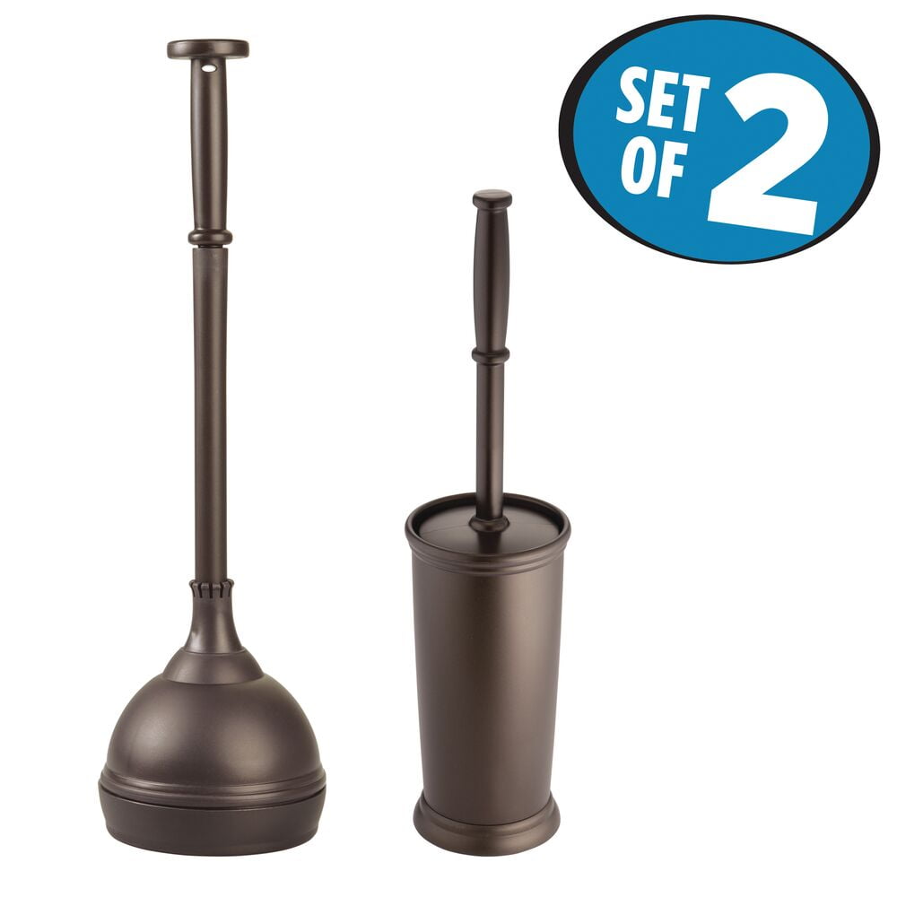 iDesign, Bowl Brush and Toilet Plunger Bathroom Combo Set, Bronze