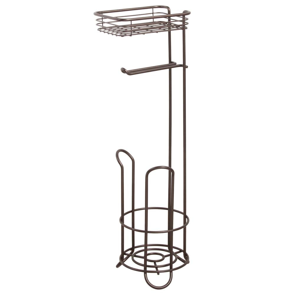 Bronze Steel Free Standing Toilet Paper Holder with Shelf