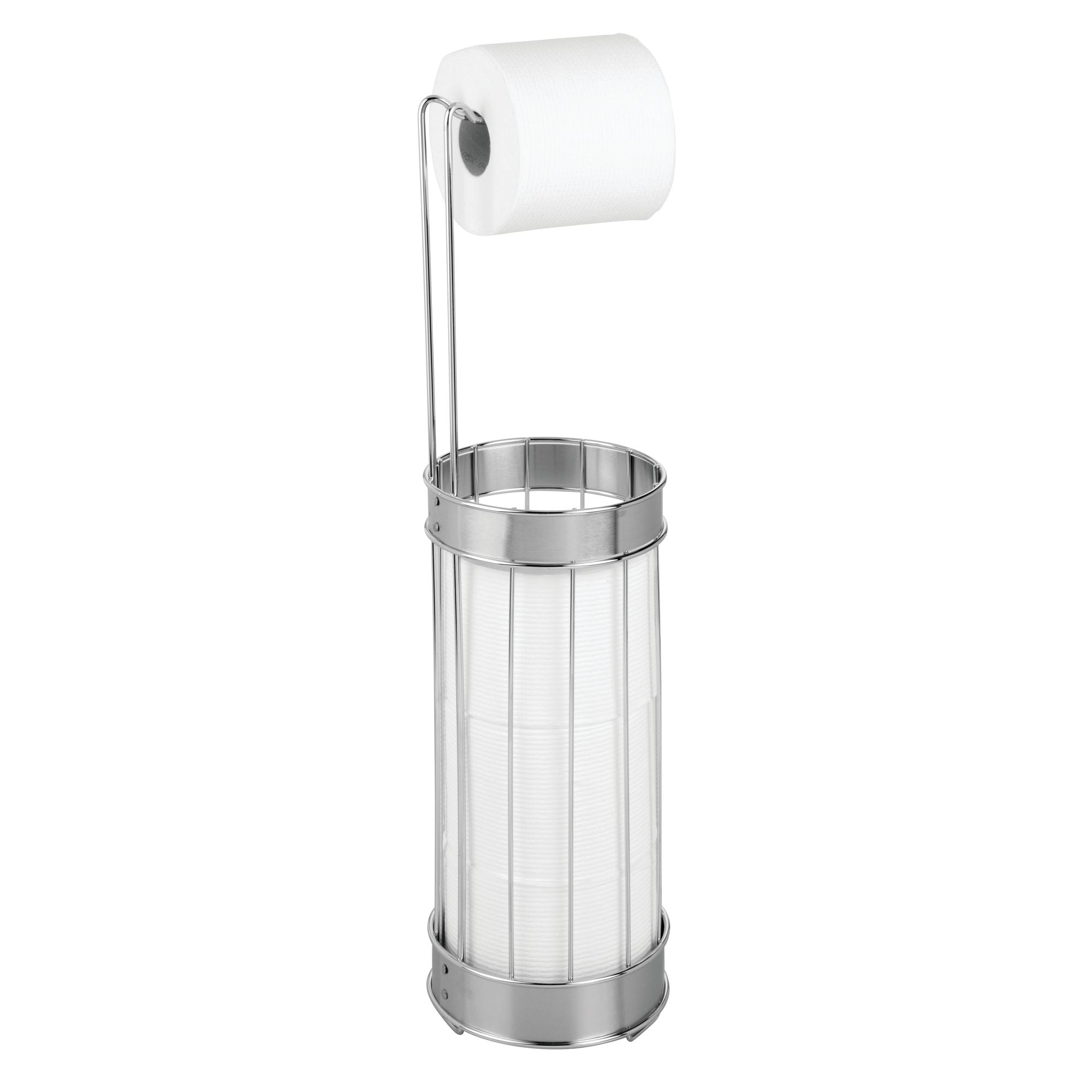 Bruschia Chrome and Brushed Stainless Steel Free Standing Toilet Paper Holder