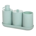 thumbnail image 1 of iDesign Cade 4-Piece Bathroom Accessory Set, Soft Aqua, 1 of 5