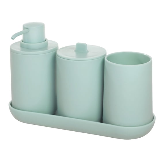 iDesign Cade 4-Piece Bathroom Accessory Set, Soft Aqua