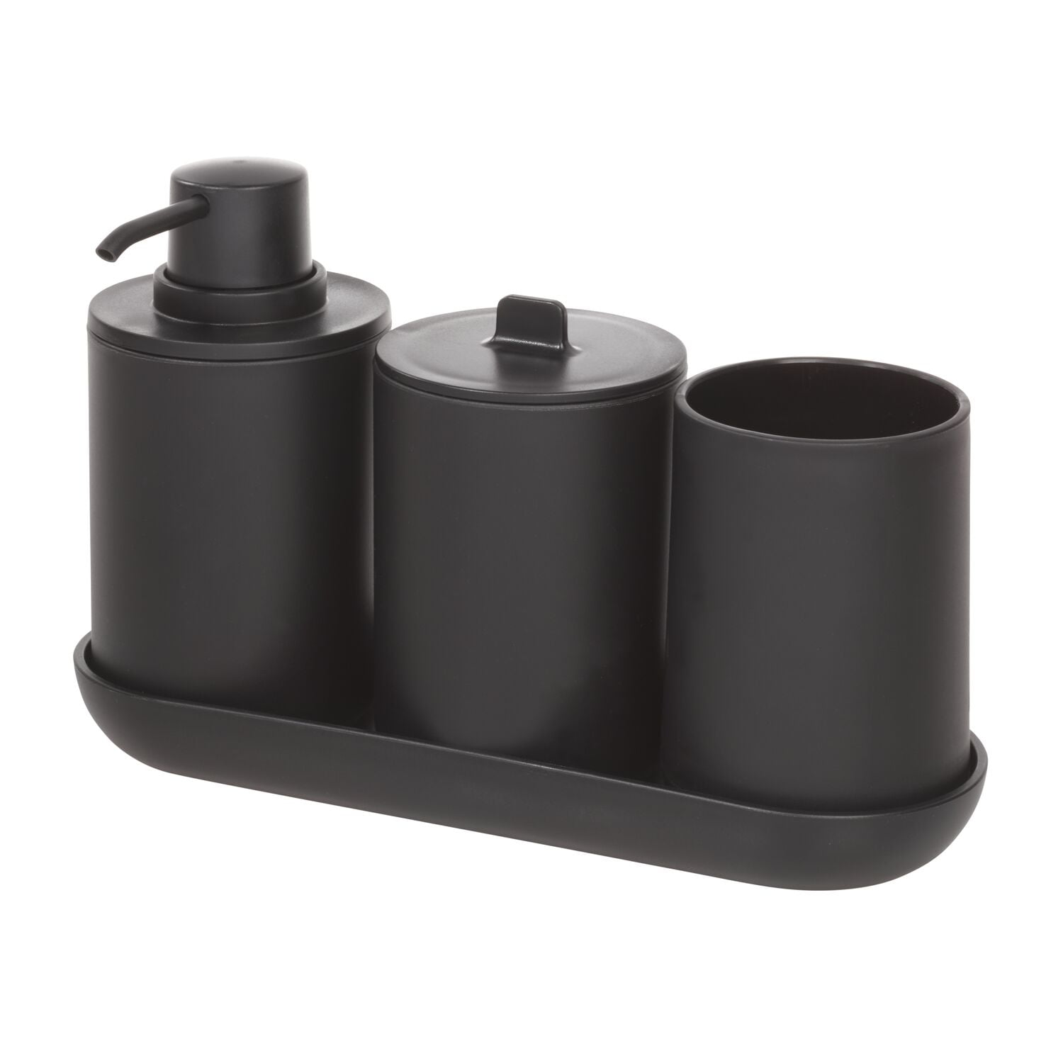 Matte Black Plastic 4-Piece Bathroom Accessory Set