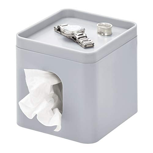 iDesign Cade Facial Tissue Cover, Boutique Box Bathroom Holder for Vanity, Countertops, Desk, Office, Dorm, Matte Gray