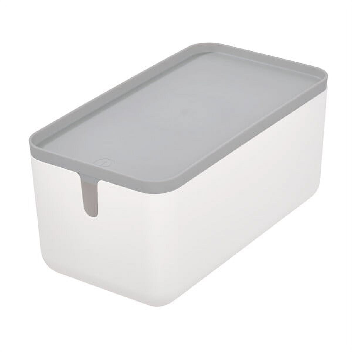 iDesign Cade Lidded Storage Bin, White/Gray