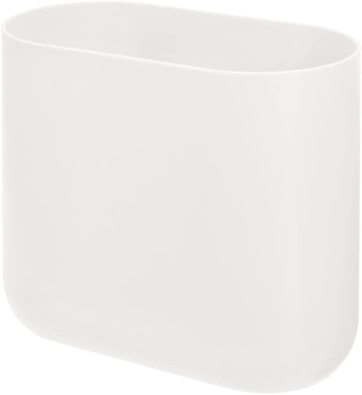 Slim Oval White Recycled Plastic Waste Basket