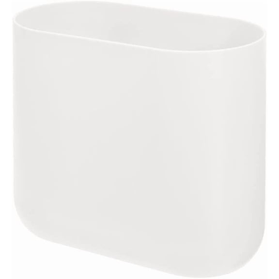iDesign Small Slim Plastic Bathroom Trash Can, Garbage Can for Bedroom, Office, Desk, Dorm, Coconut White