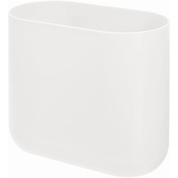 iDesign Small Slim Plastic Bathroom Trash Can, Garbage Can for Bedroom, Office, Desk, Dorm, Coconut White