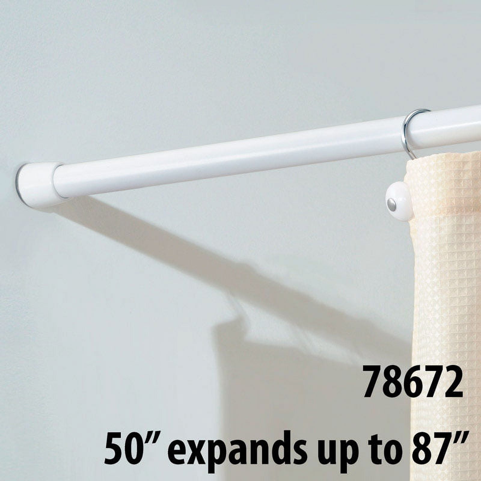 White Stainless Steel Adjustable Tension Shower Curtain Rod