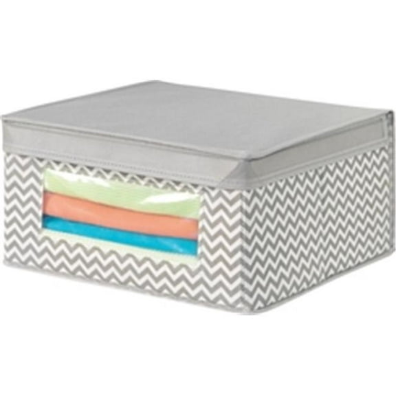 iDesign Chevron Fabric Closet/Dresser Drawer Storage Organizer, Box for Clothing, Shoes, Handbags, Jeans, Medium, Taupe/Natural