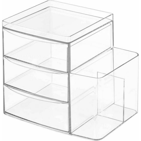 iDesign Clarity 3-Drawer with Side Organizer, Clear