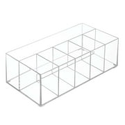 Clarity Cosmetic Organizer for Vanity, Dresser or Bathroom Cabinet to Hold Makeup, Beauty Products, Hair Accessories, 6 Compartments - Clear