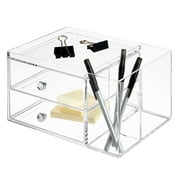 iDesign Clarity Cosmetic Organizer for Vanity Cabinet to Hold Makeup, Beauty Products, 2 Drawer with Side Caddy, Clear