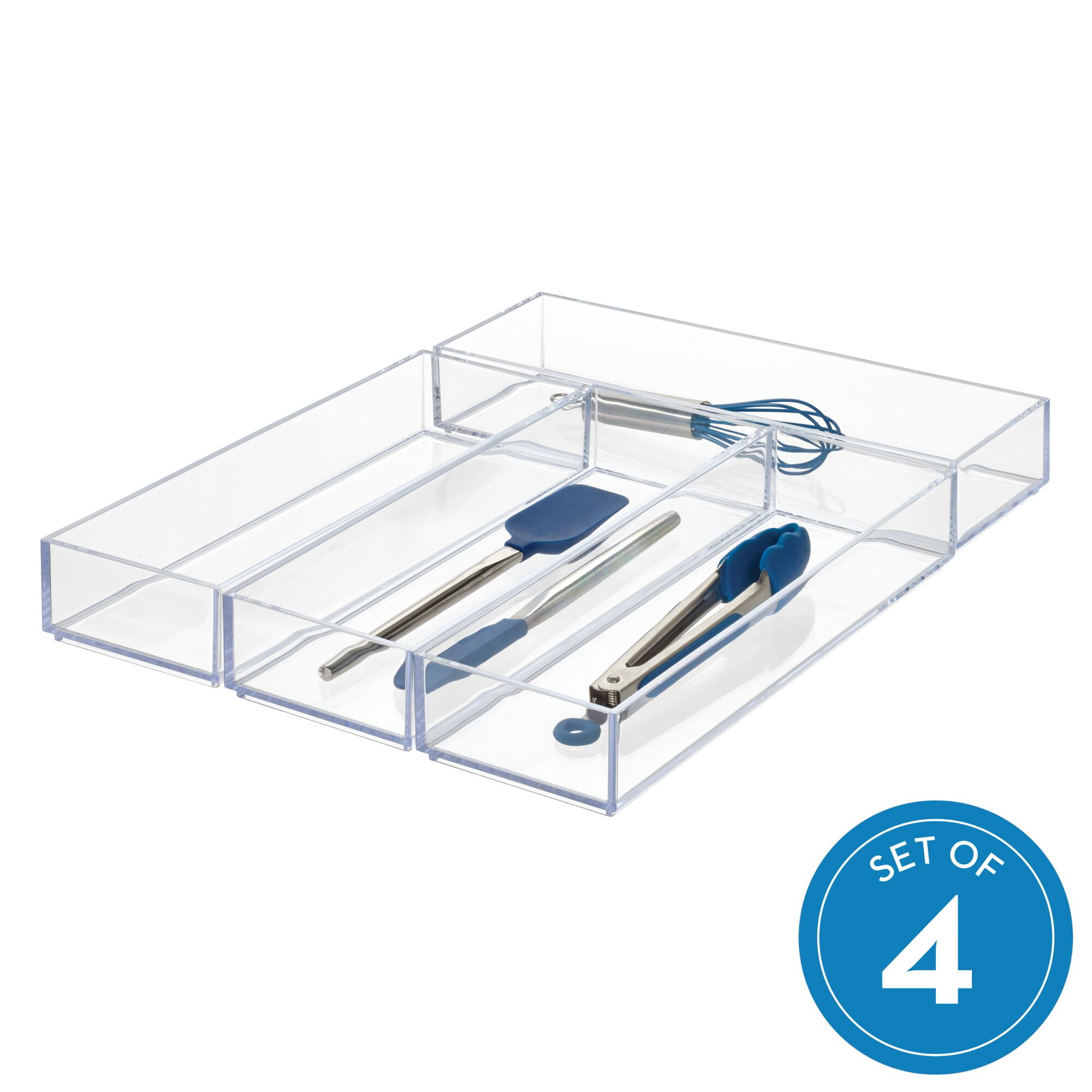 mDesign Clarity Plastic Stackable Bathroom Storage Organizer with Drawer,  Clear - 12 x 8 x 8, 1 Pack