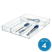 iDesign Clarity Drawer Organizer, Kitchen and Bathroom Organization Silverware, Spatulas, Gadgets, 4" x 12" x 2" - Clear, Pack of 4