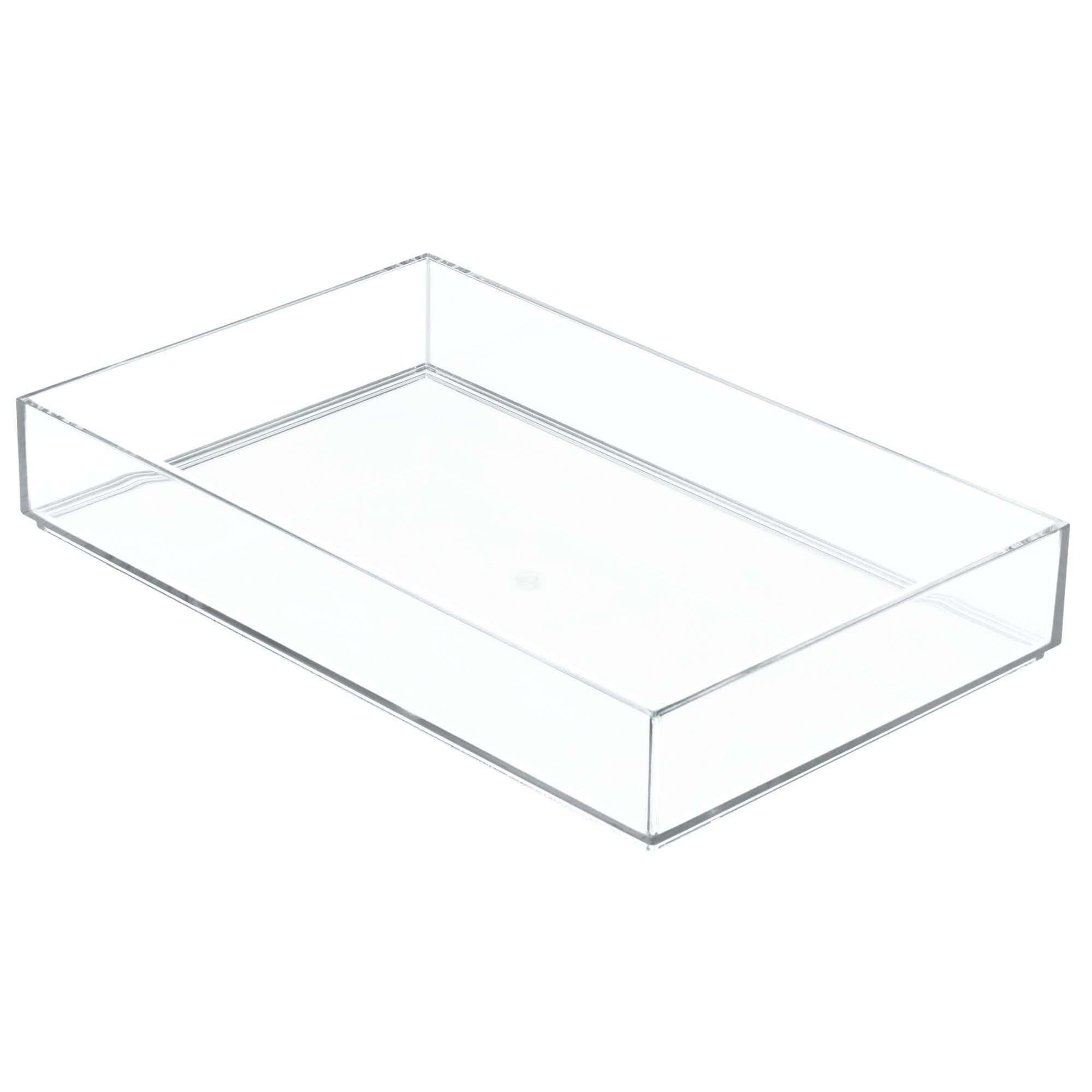 IDesign Clarity Drawer Organizers, Clear Plastic, 4" X 12" X 2", Pack Of 4