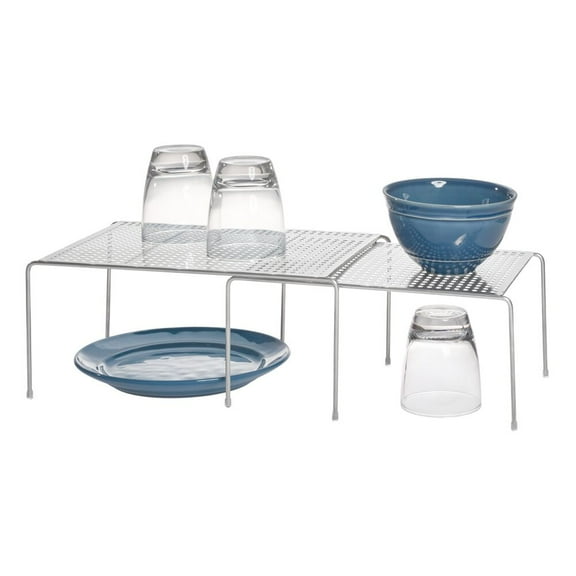 iDesign Classico Metal Cabinet Shelves, Expandable and Stackable Shelving System for Kitchen, Pantry, Bathroom, Bedroom, Office, 14" x 9" x 6.45", Silver