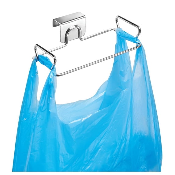 iDesign Classico Metal Over-the-Cabinet Bag Holder for Kitchen/Bathroom, Chrome